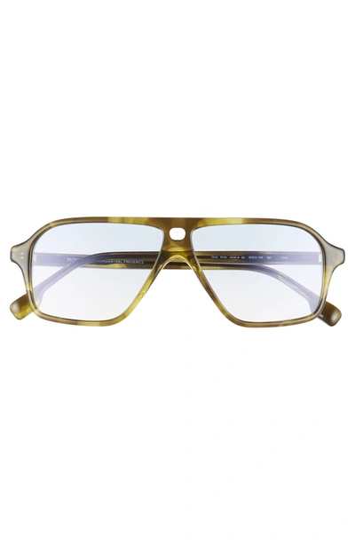 Shop Monse X Morgenthal Frederics Traci 57mm Square Sunglasses In Olive Tortoise/ Blue
