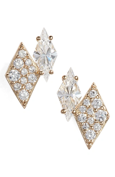 Shop Nadri Luminous Crystal Double Diamond Earrings In Gold