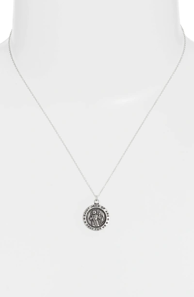 Shop Dogeared Saint Joan Of Arc Pendant Necklace In Silver