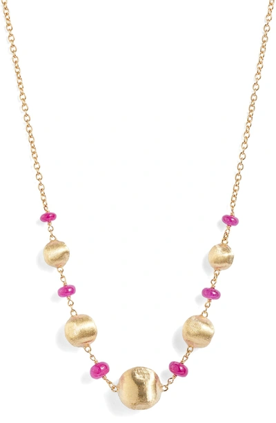Shop Marco Bicego Africa Semiprecious Stone Necklace In Ruby/ Yellow Gold