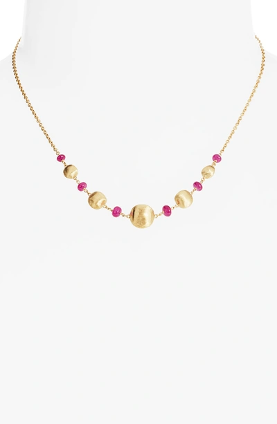 Shop Marco Bicego Africa Semiprecious Stone Necklace In Ruby/ Yellow Gold
