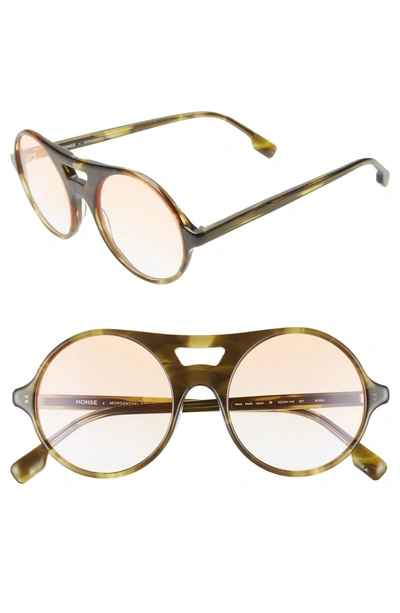 Shop Monse X Morgenthal Frederics Robin 52mm Round Sunglasses In Olive Tortoise/ Orange