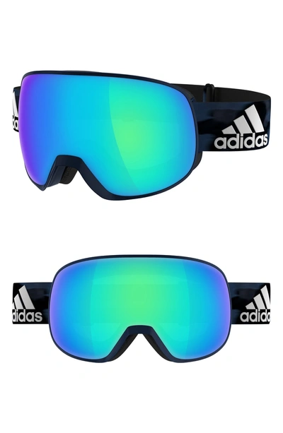Shop Adidas Originals Progressor C Mirrored Spherical Snowsports Goggles - Mystery Blue/ Blue