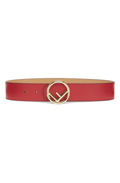 Shop Fendi Logo Buckle Leather Belt In Red