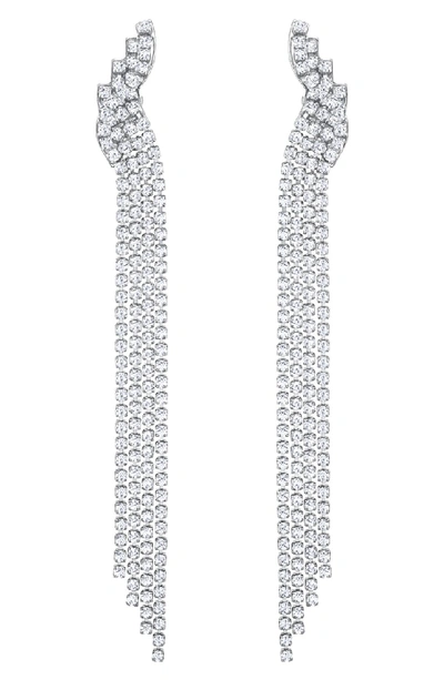 Shop Swarovski Crystal Fringe Clip Earrings In Silver