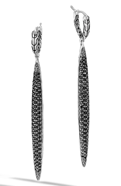 Shop John Hardy Classic Chain Gemstone Drop Earrings In Silver/ Black Sapphire