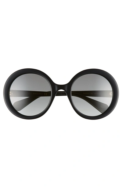 Shop Gucci 53mm Round Sunglasses In Black/ Grey Gradient