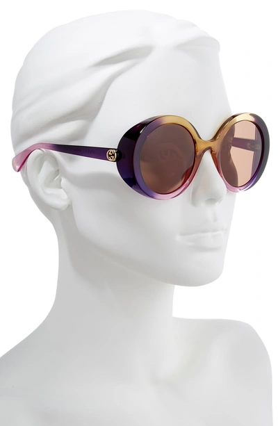 Shop Gucci 53mm Round Sunglasses In Sage Gradient/ Lila Gradient