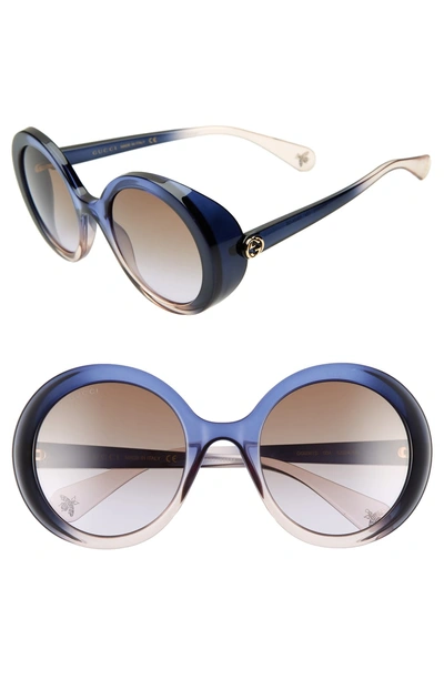 Shop Gucci 53mm Round Sunglasses - Blue Gradient/ Pink Gradient