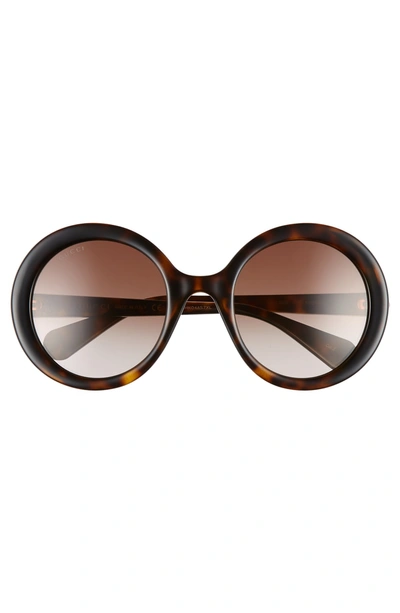 Shop Gucci 53mm Round Sunglasses - Dark Havana/ Brown Gradient