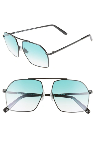 Shop Monse X Morgenthal Frederics Linda 57mm Aviator Sunglasses - Black/ Green