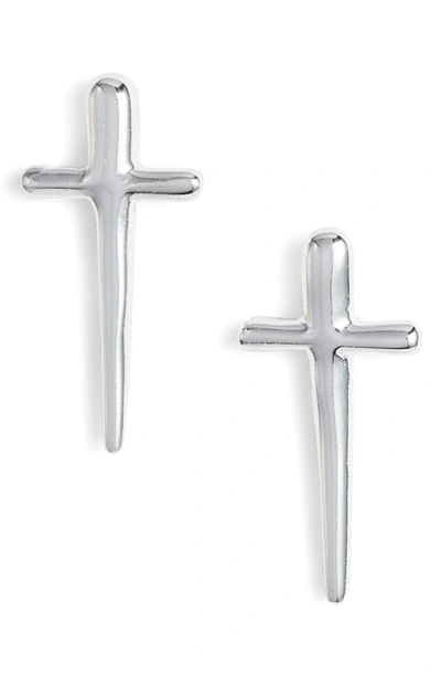 Shop Argento Vivo Tapered Cross Earrings In Silver