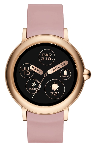 Shop Marc Jacobs Riley Silcone Strap Smart Watch, 44mm In Pink/ Rose Gold