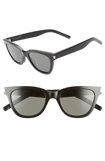 Shop Saint Laurent 51mm Cat Eye Sunglasses - Black/ Grey