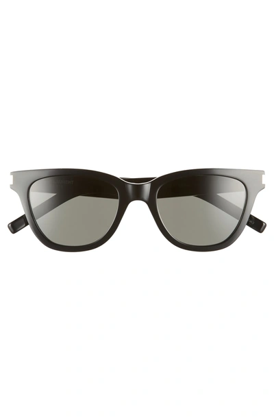 Shop Saint Laurent 51mm Cat Eye Sunglasses - Black/ Grey