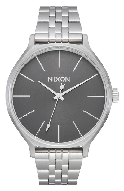 Shop Nixon The Clique Bracelet Watch, 38mm In Silver/ Grey/ Silver