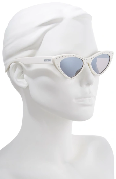 Shop Moschino 52mm Cat's Eye Sunglasses - White