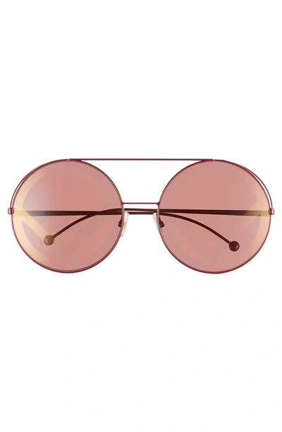 Shop Fendi Run Away 63mm Round Sunglasses In Black Cherry