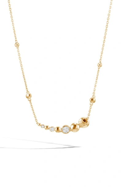Shop John Hardy Hammered 18k Gold & Pave Diamond Chain Necklace In Gold/ Diamond