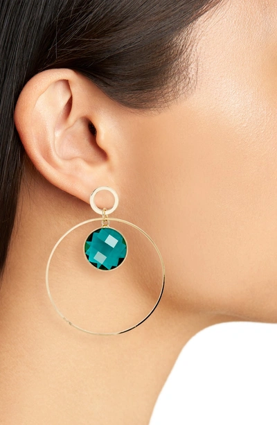 Shop Elise M Crystal Hoop Earrings In Gold/ Emerald