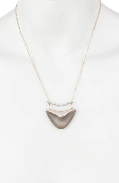 Shop Alexis Bittar Essentials Crystal Encrusted Bar & Shield Pendant Necklace In Warm Grey