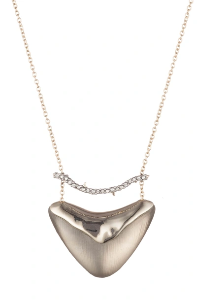 Shop Alexis Bittar Essentials Crystal Encrusted Bar & Shield Pendant Necklace In Warm Grey