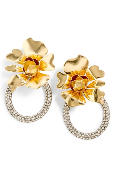 Shop Jcrew Flower & Crystal Door Knocker Earrings