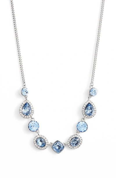 Shop Givenchy Crystal Frontal Necklace In Light Sapphire/ Silver