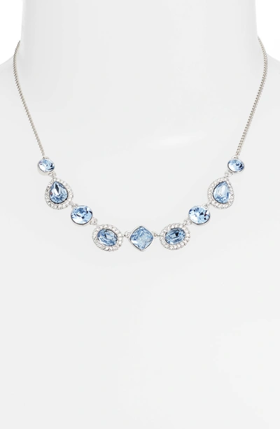 Shop Givenchy Crystal Frontal Necklace In Light Sapphire/ Silver