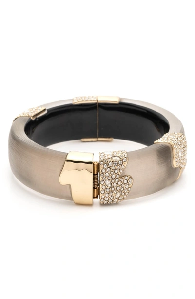 Shop Alexis Bittar Crystal Hinged Bangle In Warm Grey