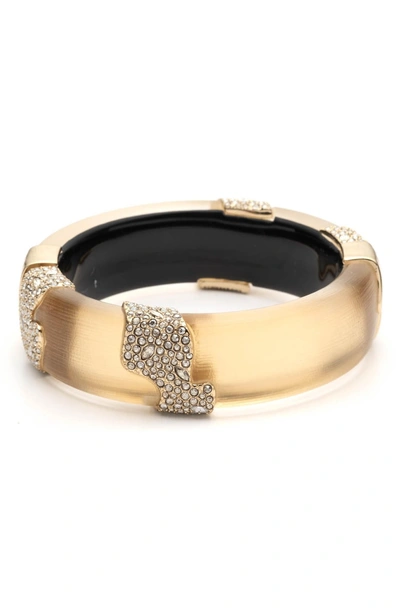 Shop Alexis Bittar Crystal Hinged Bangle In Gold