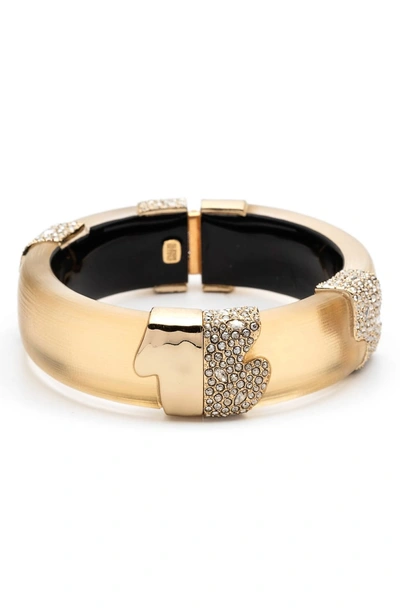 Shop Alexis Bittar Crystal Hinged Bangle In Gold