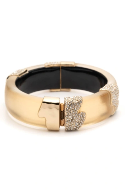Shop Alexis Bittar Crystal Hinged Bangle In Gold