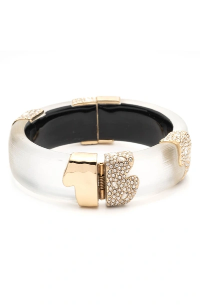 Shop Alexis Bittar Crystal Hinged Bangle In Silver