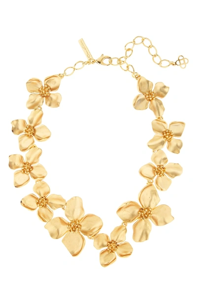 Shop Oscar De La Renta Flower Collar Necklace In Gold