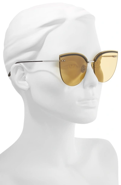 Shop Bottega Veneta 62mm Oversize Rimless Cat Eye Sunglasses In Silver/ / Black/ Yellow