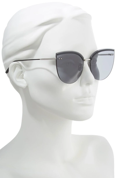 Shop Bottega Veneta 62mm Oversize Rimless Cat Eye Sunglasses - Silver/ Black