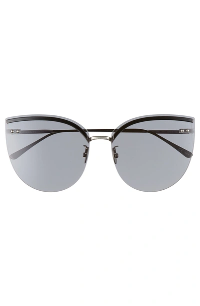 Shop Bottega Veneta 62mm Oversize Rimless Cat Eye Sunglasses - Silver/ Black