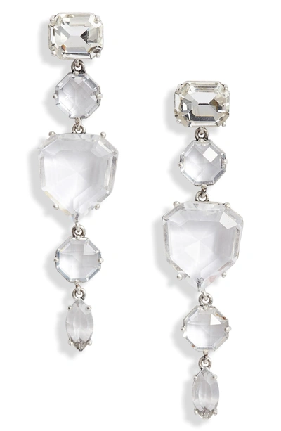 Shop Kate Spade Crystal Linear Drop Earrings In Clear/ Silver