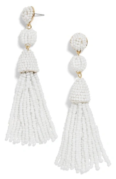 Shop Baublebar Granita Beaded Tassel Earrings In White