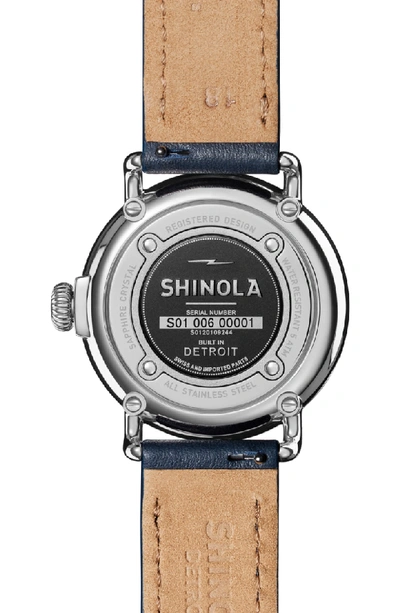 Shop Shinola The Runwell Leather Strap Watch, 36mm In Ocean/ Blue Mop/ Silver