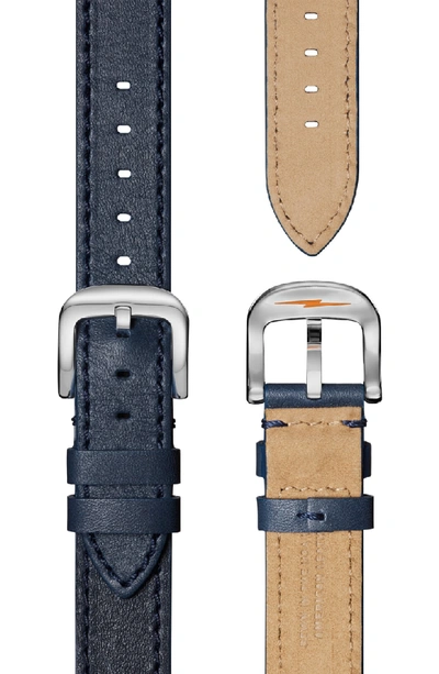 Shop Shinola The Runwell Leather Strap Watch, 36mm In Ocean/ Blue Mop/ Silver