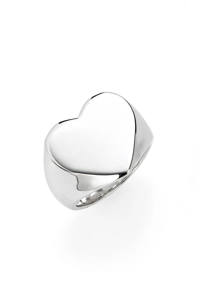 Shop Tom Wood Heart Signet Ring In 925 Sterling Silver