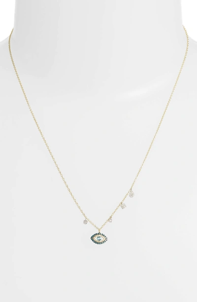 Shop Meira T Evil Eye Diamond Pendant Necklace In Gold/ Diamond