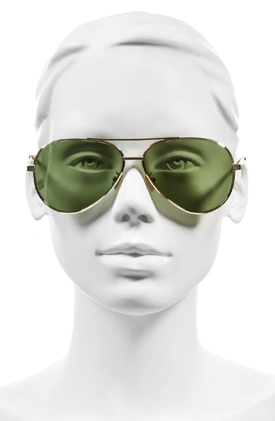 Shop Saint Laurent Classic 11 Zero 60mm Aviator Sunglasses In Gold/ Green