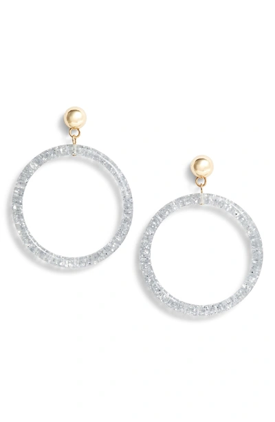 Shop Rebecca Minkoff Glitter Hoop Earrings In Glitter/ Gold