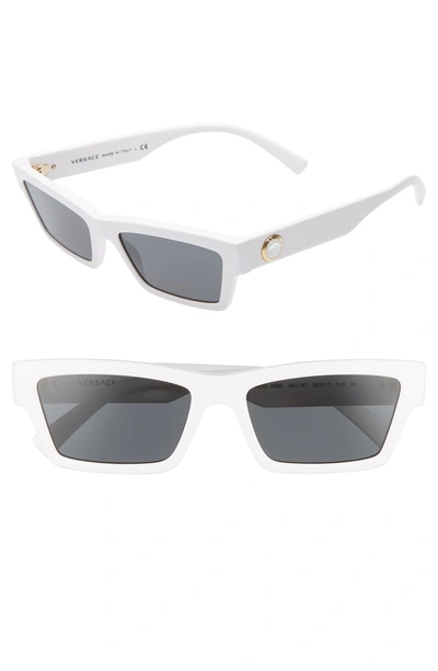Shop Versace 55mm The Clans Cat Eye Sunglasses - White Solid
