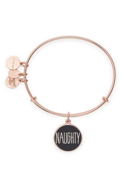 Shop Alex And Ani Words Are Powerful - Naughty Or Nice Bangle In Rose Gold