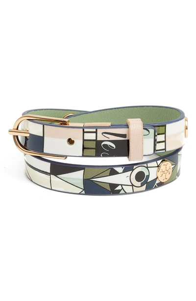 Tory Burch Constellation Reversible Leather Double Wrap Bracelet In  Constellation/ Menthol | ModeSens