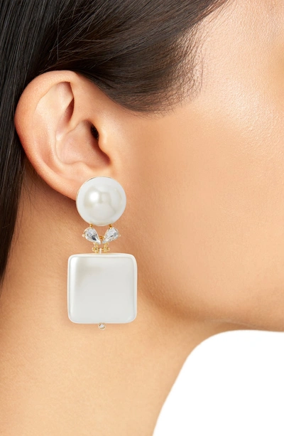 Shop Lele Sadoughi Starlet Stone Drop Earrings In Pearl